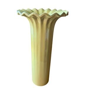 Haeger Pottery Yellow Tall Fluted Ruffle Vase 1984